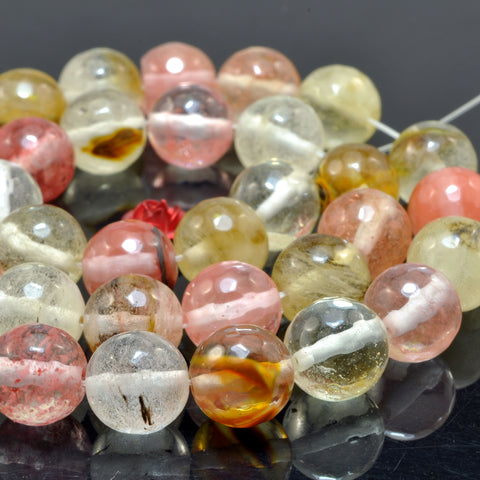 YesBeads Cherry Quartz faceted round loose beads wholesale gemstone jewelry making 15"