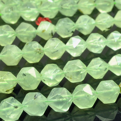 Natural Green Prehnite A grade star cut faceted nugget beads wholesale gemstone for jewelry making