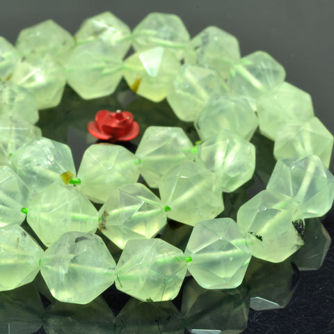 Natural Green Prehnite A grade star cut faceted nugget beads wholesale gemstone for jewelry making