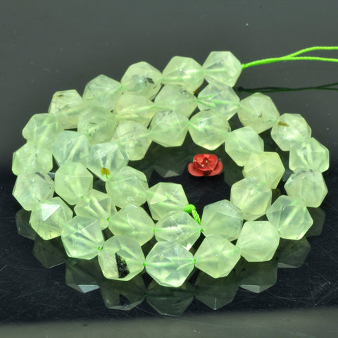 Natural Green Prehnite A grade star cut faceted nugget beads wholesale gemstone for jewelry making