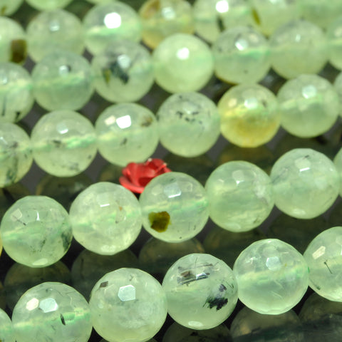 Natural Green Prehnite faceted round beads wholesale gemstone semi precious stone for jewelry making DIY