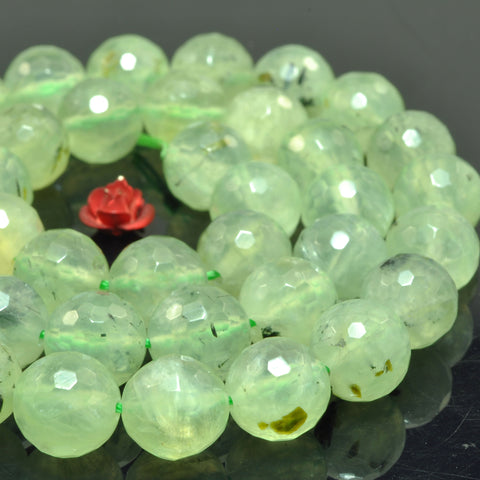 Natural Green Prehnite faceted round beads wholesale gemstone semi precious stone for jewelry making DIY