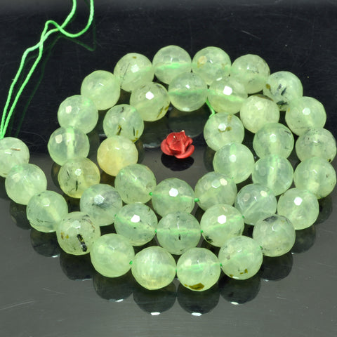 Natural Green Prehnite faceted round beads wholesale gemstone semi precious stone for jewelry making DIY