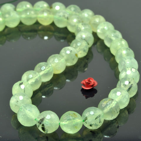 Natural Green Prehnite faceted round beads wholesale gemstone semi precious stone for jewelry making DIY