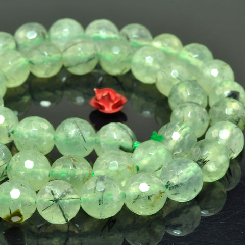 Natural Green Prehnite faceted round beads wholesale gemstone semi precious stone for jewelry making DIY