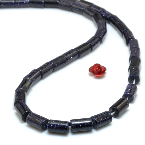 Blue Sandstone Goldstone smooth tube beads loose gemstone wholesale semi precious stone for jewelry making