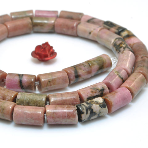 Natural Black Banded Rhodonite smooth tube loose beads wholesale gemstone for jewelry making
