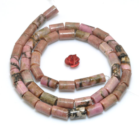 Natural Black Banded Rhodonite smooth tube loose beads wholesale gemstone for jewelry making
