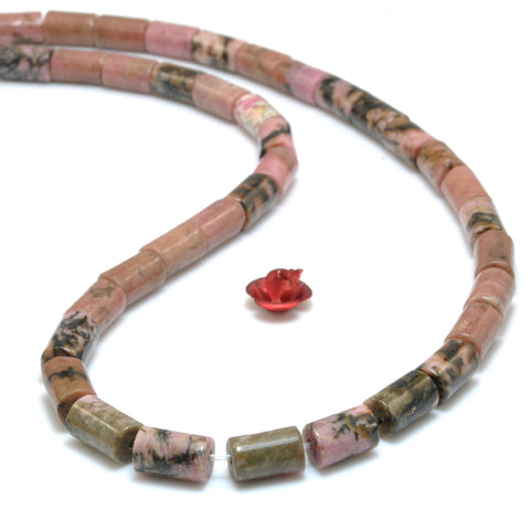 Natural Black Banded Rhodonite smooth tube loose beads wholesale gemstone for jewelry making