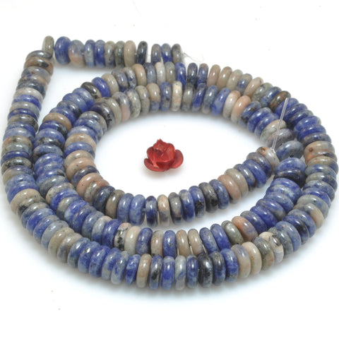 Natural Orange Blue Sodalite smooth rondelle spacer beads loose gemstone semi precious stone for jewelry diy making bracelet necklace