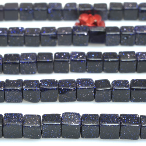 Blue Sandstone smooth cube beads wholesale loose gemstone for jewelry making DIY bracelet necklace