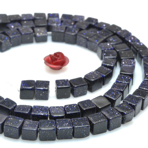 Blue Sandstone smooth cube beads wholesale loose gemstone for jewelry making DIY bracelet necklace
