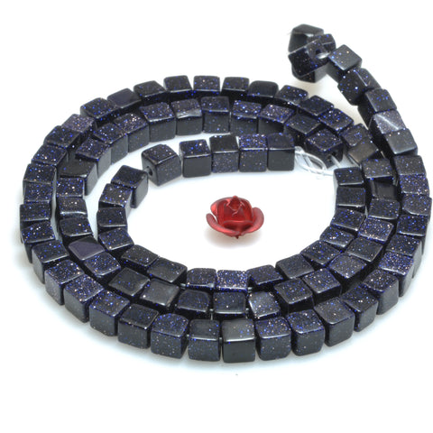 Blue Sandstone smooth cube beads wholesale loose gemstone for jewelry making DIY bracelet necklace