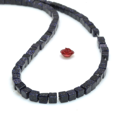 Blue Sandstone smooth cube beads wholesale loose gemstone for jewelry making DIY bracelet necklace