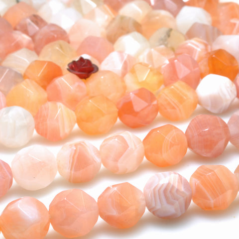 Natural Botswana Agate Pink Orange star cut faceted nugget beads wholesale loose gemstone for jewelry making DIY