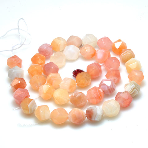 Natural Botswana Agate Pink Orange star cut faceted nugget beads wholesale loose gemstone for jewelry making DIY