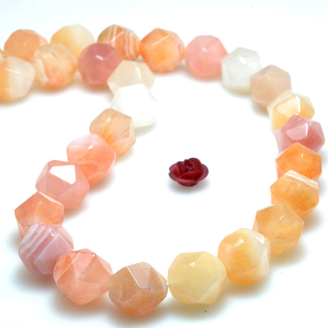Natural Botswana Agate Pink Orange star cut faceted nugget beads wholesale loose gemstone for jewelry making DIY