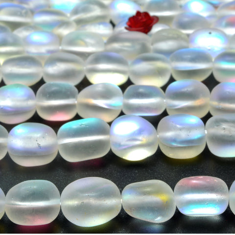 Mystic Aura Quartz Crystal matte irregular nugget beads wholesale jewelry making 15"