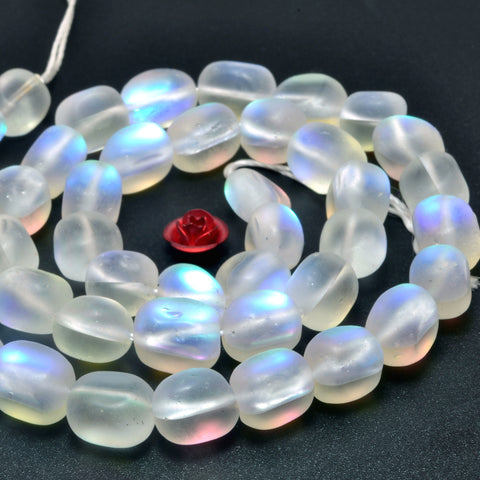 Mystic Aura Quartz Crystal matte irregular nugget beads wholesale jewelry making 15"