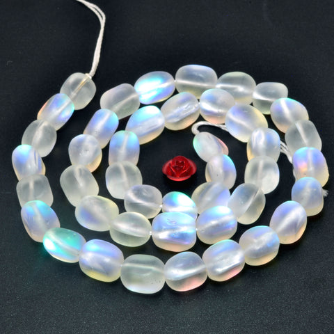 Mystic Aura Quartz Crystal matte irregular nugget beads wholesale jewelry making 15"