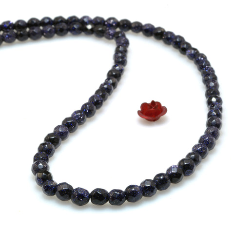 Blue Sandstone faceted round beads wholesale loose gemstone for jewelry making DIY bracelet necklace