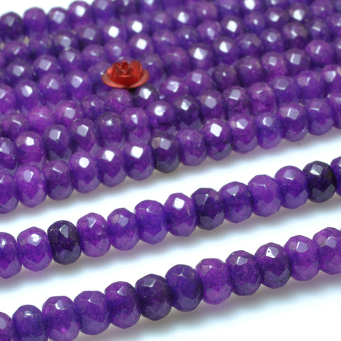 Purple Malaysia Jade faceted rondelle beads wholesale gemstone semi precious stone for jewelry making bracelet necklace DIY