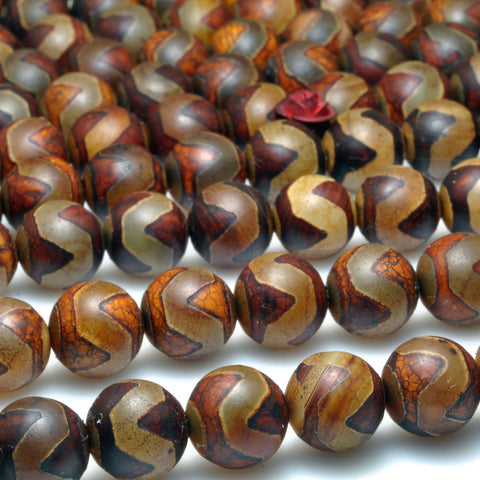 Tibetan agate dzi matte round beads loose gemstone wholesale for jewelry making bracelet diy stuff