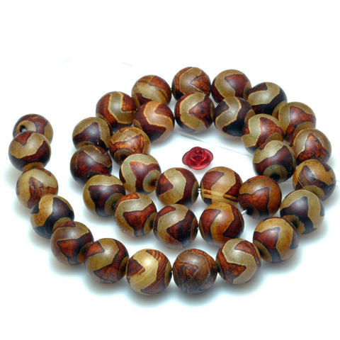 Tibetan agate dzi matte round beads loose gemstone wholesale for jewelry making bracelet diy stuff