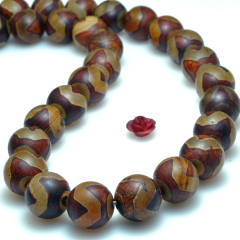 Tibetan agate dzi matte round beads loose gemstone wholesale for jewelry making bracelet diy stuff