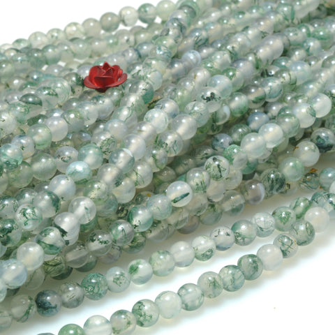 Natural moss agate smooth round beads loose gemstone wholesale jewelry making bracelet diy stuff