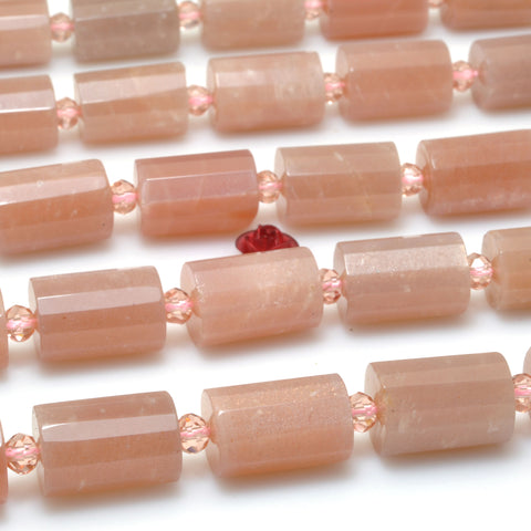 Natural Sunstone pink gray faceted tube beads gemstone wholesale jewelry making bracelet necklace diy