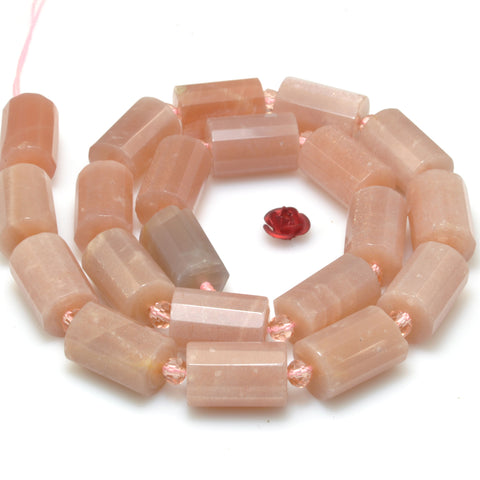 Natural Sunstone pink gray faceted tube beads gemstone wholesale jewelry making bracelet necklace diy