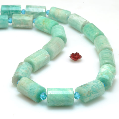 Natural Amazonite faceted tube beads wholesale loose gemstone semi precious stone for jewelry making DIY