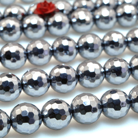 Terahertz ore stone faceted round loose beads wholesale gemstone jewelry making 15"