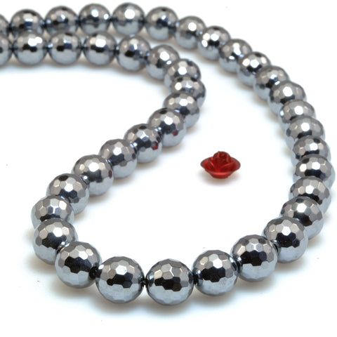 Terahertz ore stone faceted round loose beads wholesale gemstone jewelry making 15"