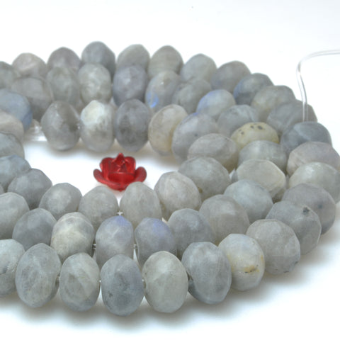 Natural Labradorite matte faceted rondelle loose beads wholesale gemstone jewelry making