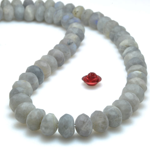 Natural Labradorite matte faceted rondelle loose beads wholesale gemstone jewelry making