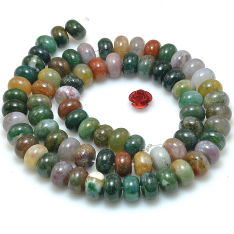 Natural Indian Agate smooth rondelle beads green gemstone wholesale for jewelry making bracelet necklace DIY