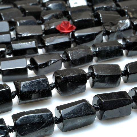 Natural black tourmaline faceted irregular nugget tube beads wholesale gemstone stone for jewelry making DIY