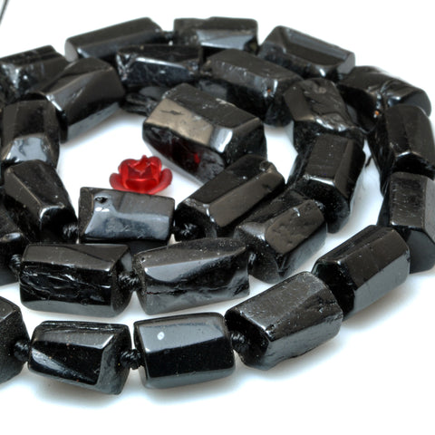 Natural black tourmaline faceted irregular nugget tube beads wholesale gemstone stone for jewelry making DIY