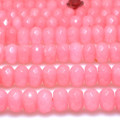 Malaysia Pink Jade faceted rondelle loose beads gemstone wholesale for jewelry making 15"