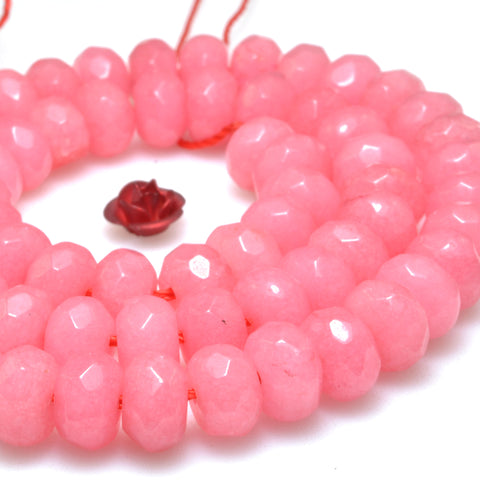 Malaysia Pink Jade faceted rondelle loose beads gemstone wholesale for jewelry making 15"