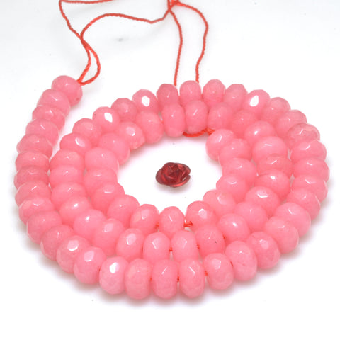 Malaysia Pink Jade faceted rondelle loose beads gemstone wholesale for jewelry making 15"
