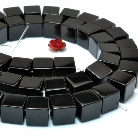 Black Onyx smooth square cube beads gemstone wholesale jewelry making bracelet necklace diy