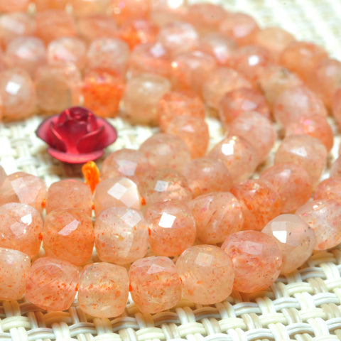 Natural Orange Golden Sunstone faceted cube beads wholesale gemstone for jewelry making bracelet necklace DIY