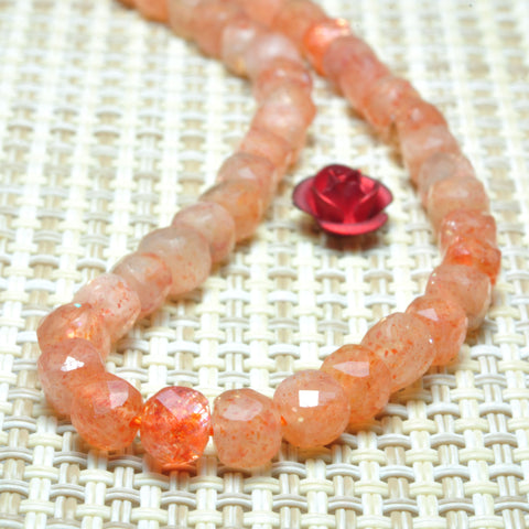 Natural Orange Golden Sunstone faceted cube beads wholesale gemstone for jewelry making bracelet necklace DIY