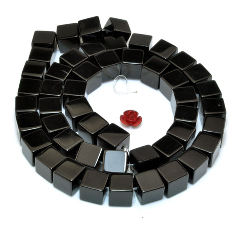 Black Onyx smooth square cube beads gemstone wholesale jewelry making bracelet necklace diy