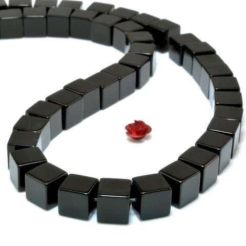 Black Onyx smooth square cube beads gemstone wholesale jewelry making bracelet necklace diy