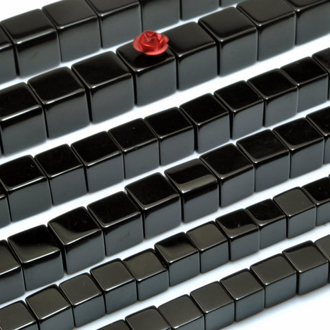 Black Onyx smooth square cube beads gemstone wholesale jewelry making bracelet necklace diy