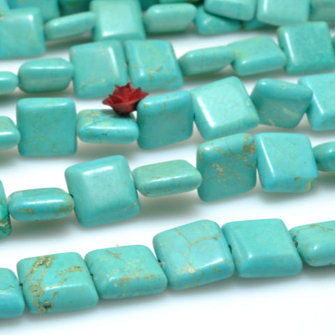 Green Turquoise smooth square beads wholesale gemstone for jewelry making bracelet necklace DIY